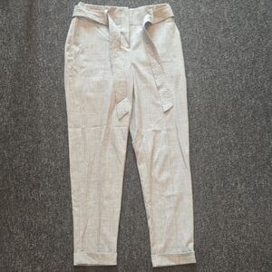 Heather Gray Casual Pants with Tie Waist